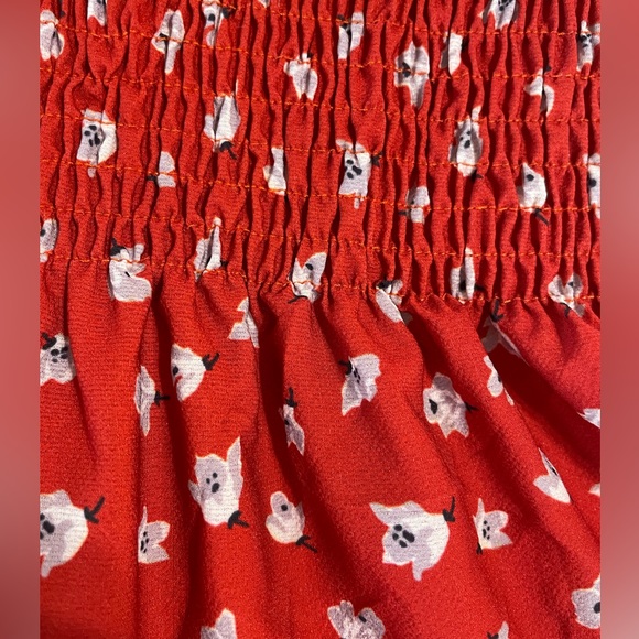 Red Floral Ruched Ruffle Women’s Tank Top Size Small - Picture 5 of 6